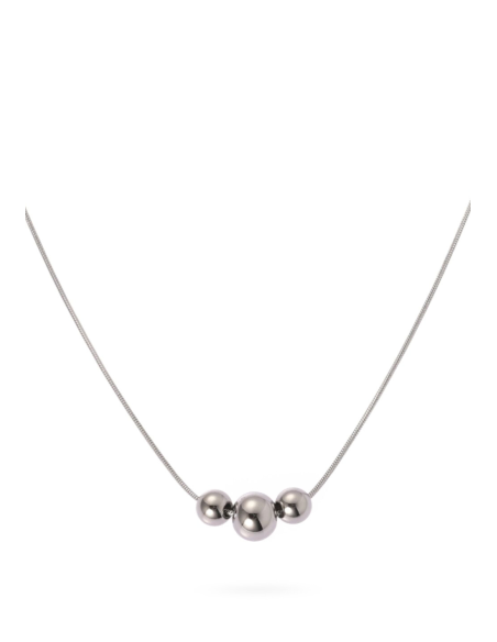 Collana tre boules centrali acciaio – Eleganza moderna | Gioielleria Usai