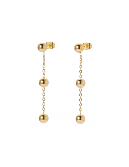 Orecchini pendenti tre boules acciaio – Eleganza Collezione Sbarazzina | Gioielleria Usai