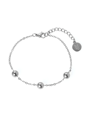 Bracciale donna con 3 boules in acciaio – placcato oro o rodiato | Collezione SBARAZZINA