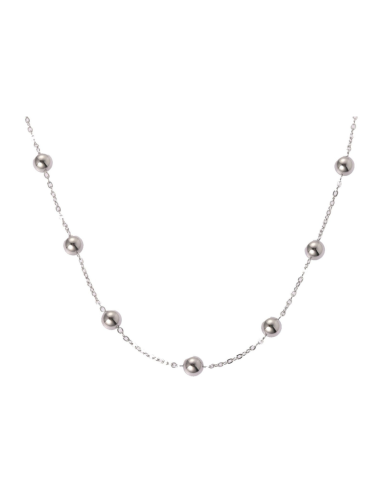 Collana Donna con 7 Boules in Acciaio placcato Oro Giallo o Rodiato | SBARAZZINA