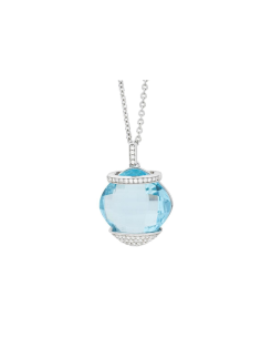Collana in Argento con Cristallo color Acquamarina e Pavé | Collezione Zoe