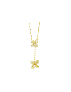 Collana in Argento Placcato Oro con Fiori di Zirconi – Collezione Sophie