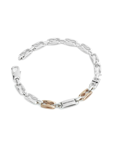 Bracciale Uomo in Argento con Firma Boccadamo e Dettagli Oro Rosa – Man Collection
