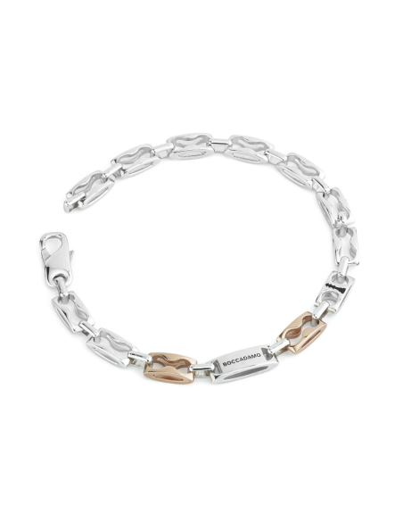 Bracciale Uomo in Argento con Firma Boccadamo e Dettagli Oro Rosa – Man Collection