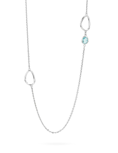 Collana Lunga Donna Rodiata con Cristalli Azzurri– Collezione Crisette