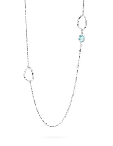 Collana Lunga Donna Rodiata con Cristalli Azzurri– Collezione Crisette