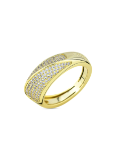 Anello Donna Boccadamo KAN019D placcato oro giallo con pavé di zirconi – Collezione Caleida