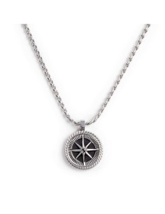 Collana Rosa dei Venti Marlù – Acciaio e Cristallo Nero