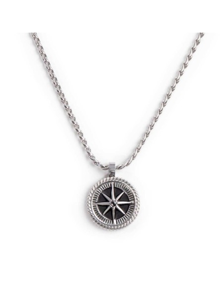 Collana Rosa dei Venti Marlù – Acciaio e Cristallo Nero