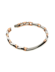 Bracciale Uomo Boccadamo ABR735B modulare oro rosa e PVD nero - Collezione Man