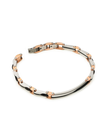 Bracciale Uomo Boccadamo ABR735B modulare oro rosa e PVD nero - Collezione Man
