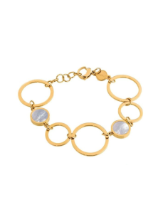 Bracciale Donna a Cerchi in Acciaio con Acrilico Nero e Madreperla – Collezione Vision