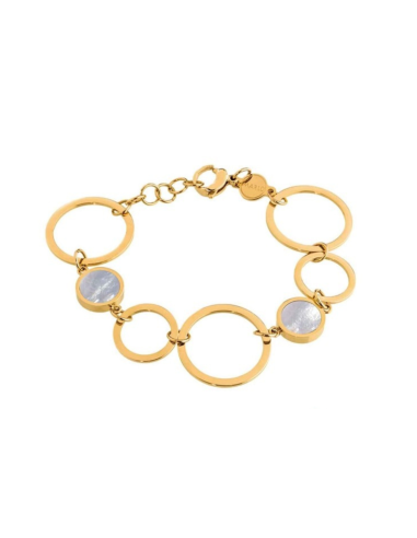 Bracciale Donna a Cerchi in Acciaio con Acrilico Nero e Madreperla – Collezione Vision