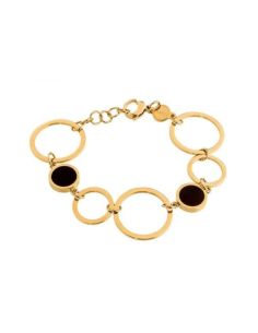 Bracciale Donna a Cerchi in Acciaio con Acrilico Nero e Madreperla – Collezione Vision 2