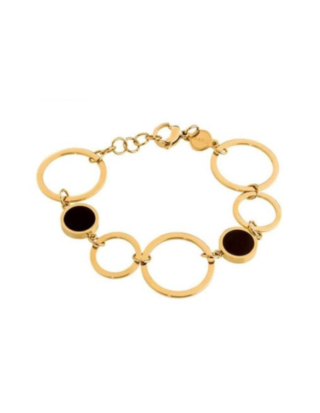 Bracciale Donna a Cerchi in Acciaio con Acrilico Nero e Madreperla – Collezione Vision