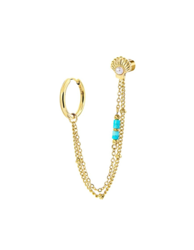 Mono Orecchino Multindosso Donna con Conchiglia, Perla e Perline Turchesi – Collezione Time To