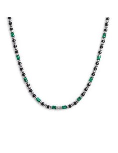 Collana uomo Marlù in acciaio con malachite e onice – Acquista online