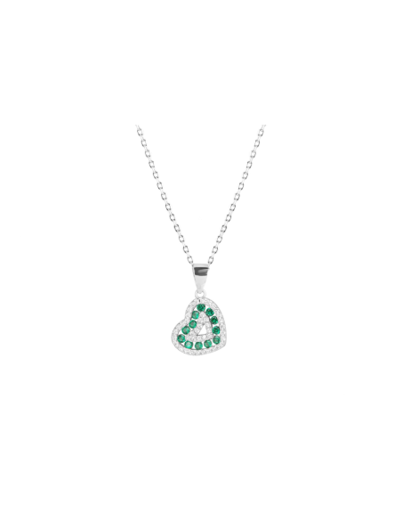 Collana Cuore Bianco e Verde in Argento 925 – Acquista online