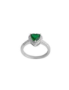 Anello CHIMIAMA Cuore Verde con Zirconi – Argento 925 Misura 16
