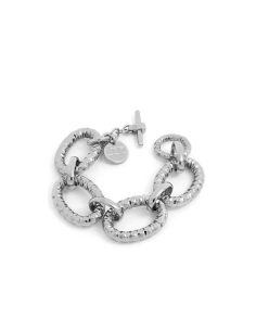 Bracciale Unoaerre Donna in Bronzo Argentato – Maglie Ovali con Chiusura T-bar