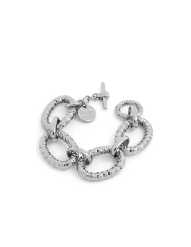 Bracciale Unoaerre Donna in Bronzo Argentato – Maglie Ovali con Chiusura T-bar