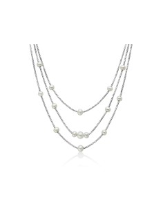 Collana Tre Fili Argento 925 con Perle Vere Oriente – PCL6626