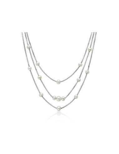 Collana Tre Fili Argento 925 con Perle Vere Oriente – PCL6626