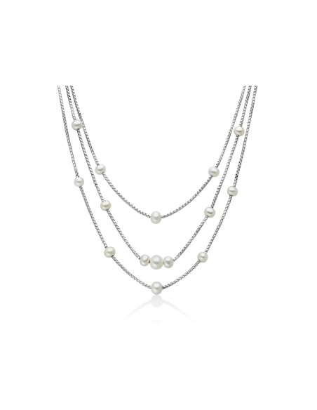 Collana Tre Fili Argento 925 con Perle Vere Oriente – PCL6626