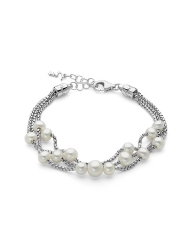 Bracciale Argento 925 Tre Fili con Perle Vere Oriente –  PBR3615