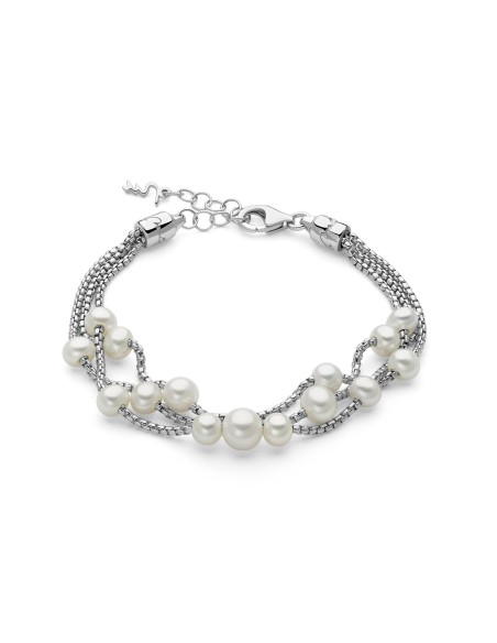 Bracciale Argento 925 Tre Fili con Perle Vere Oriente –  PBR3615