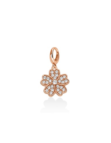 Charm Fiore Argento 925 Rosa con Topazi Naturali – PFD893R