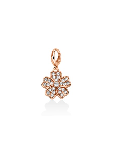 Charm Fiore Argento 925 Rosa con Topazi Naturali – PFD893R