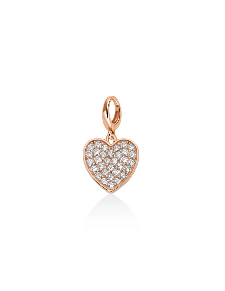 Charm Cuore Argento 925 Rosa con Topazi Naturali – PFD889R