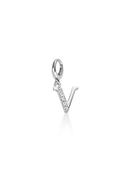 Charm Lettera V Argento 925 con Topazi Naturali – PFD888-V