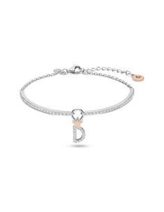 Bracciale Lettera D Argento 925‰ Rosé con Zirconi  Portafortuna | BRA180