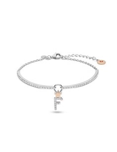 Bracciale Lettera F Argento 925‰ Rosé con Zirconi  Portafortuna | BRA182