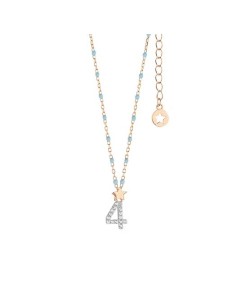 Girocollo Numero 4 Argento 925‰ Rosé con Zirconi e Smalto Azzurro | GLA202