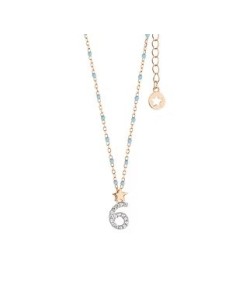 Girocollo Numero 6 Argento 925‰ Rosé con Zirconi e Smalto Azzurro | GLA204