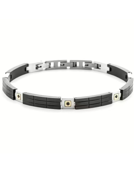 Bracciale Rigido Uomo 4US Cesare Paciotti Oro 18kt Spinelli Neri | 4UBR6938