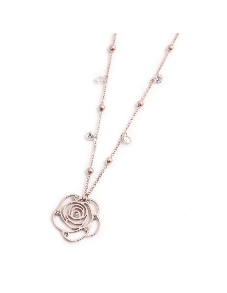 Collana Marlù Rosa e Cristalli – Regolabile, Collezione Nel Mio Cuore